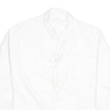 Mens White Cotton Blend Button Jacket L Plain Stylish Casual Lightweight