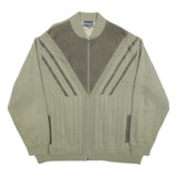 DETLEV ALBERS Mens Green Knit Bomber XL Suede Zip Jacket Retro Casual