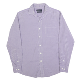 NAUTICA Mens Purple & White Checked Shirt M Cotton Blend Button-Down Collar Long