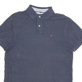 TOMMY HILFIGER Mens Blue Short Sleeve Plain M Polo Shirt Classic Comfort