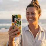 Seashell Tropics Samsung Galaxy S25 Case - Lifestyle photo showing phone case in use