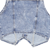 Womens Blue Denim Button Jacket M Polyester Plain Sleeveless Casual Vest