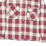 BERNE APPAREL Mens Red & Cream Check Shirt M Cotton Blend Long Sleeve Casual