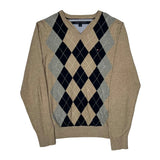 Tommy Hilfiger Argyle Sweater - Medium Beige Cotton