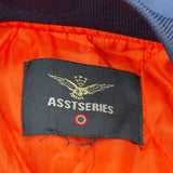Vintage AsstSeries Bomber Jacket - Medium Blue Polyester
