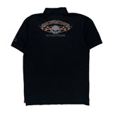 Skull Logo Harley Davidson Graphic Polo Shirt - Large Black Cotton