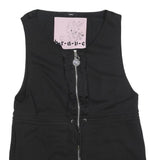 DIESEL Womens Black Cotton Blend Playsuit L Zip Front Drawstring Casual Summer