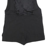 DIESEL Womens Black Cotton Blend Playsuit L Zip Front Drawstring Casual Summer