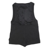 DIESEL Womens Black Cotton Blend Playsuit L Zip Front Drawstring Casual Summer