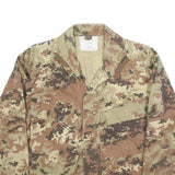 Mens Beige Brown Camouflage Cotton Blend Button Jacket S Military Style