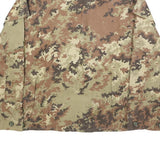 Mens Beige Brown Camouflage Cotton Blend Button Jacket S Military Style