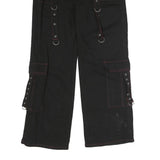 Womens Black Loose Fit Cargo Jeans Cotton Blend Button W33 L29 Utility Style