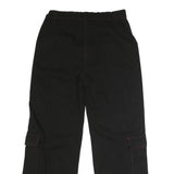 Womens Black Loose Fit Cargo Jeans Cotton Blend Button W33 L29 Utility Style
