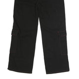 Womens Black Loose Fit Cargo Jeans Cotton Blend Button W33 L29 Utility Style