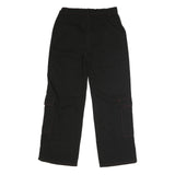 Womens Black Loose Fit Cargo Jeans Cotton Blend Button W33 L29 Utility Style