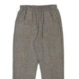 Womens Wool Blend Grey Regular Fit Herringbone Trousers W25 L24 Elastic Waist