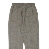Womens Wool Blend Grey Regular Fit Herringbone Trousers W25 L24 Elastic Waist