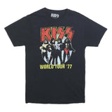 KISS Mens Black World Tour 77 Graphic T-Shirt M Short Sleeve Crew Neck Vintage