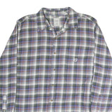CHAPS Mens Green & Purple Check Shirt L Cotton Flannel Button Collar Long Sleeve