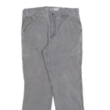 CARHARTT Mens Relaxed Grey Cotton Blend Workwear Trousers W34 L29 Durable Zip