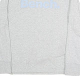 BENCH Womens Grey Cotton Blend Crew Neck Sweatshirt L Logo Light Weight Casual