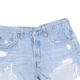LEVI'S Womens Shorts Blue Denim Distressed S W29 Casual Summer Cut-Off