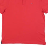 TOMMY HILFIGER Mens Red Short Sleeve Plain Polo Shirt M Casual Classic Fit