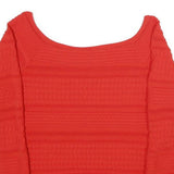 KAREN MILLEN Womens Red Patterned Jumper Square Neck Chunky Knit S