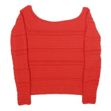 KAREN MILLEN Womens Red Patterned Jumper Square Neck Chunky Knit S