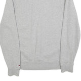 TOMMY JEANS Mens Grey Sweatshirt Crew Neck S Logo Print Cotton Blend Casual