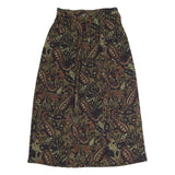 LESLIE FAYE Womens Black Paisley Pattern Midi Cotton Blend Skirt UK 8 Elegant