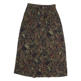 LESLIE FAYE Womens Black Paisley Pattern Midi Cotton Blend Skirt UK 8 Elegant