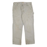 CARHARTT Mens Cotton Blend Beige Relaxed Fit Straight Leg Trousers W33 L27
