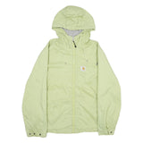 CARHARTT Womens Green Hooded Nylon Jacket S Plain Zip Casual Outerwear