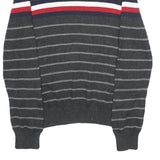 TOMMY HILFIGER Mens Grey & Red Striped Patterned Cotton Crew Neck Jumper S