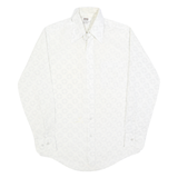 MONTGOMERY WARD Mens White Diamond Pattern Shirt S Classic Cotton Long Sleeve
