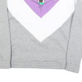 FILA Womens Lilac & White & Grey Colourblock Quarter Zip Sweatshirt XL Cotton