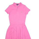 RALPH LAUREN Girls Pink Polo Style Cotton Blend Dress L Casual Summer