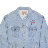 EAGLE DRY GOODS Mens Blue Denim Cotton Jacket XL Button Plain Embroidered Logo