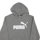 PUMA Mens Grey Hoodie S Cotton Blend Pullover Sweatshirt Drawstring Hood