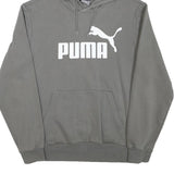 PUMA Mens Grey Hoodie S Cotton Blend Pullover Sweatshirt Drawstring Hood