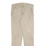 CARHARTT Mens Jeans Beige Regular Straight Denim W34 L34 Workwear Zip Closure