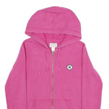 CONVERSE Womens Pink Full Zip Hoodie M Casual Cotton Blend Sweatshirt