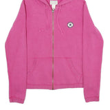 CONVERSE Womens Pink Full Zip Hoodie M Casual Cotton Blend Sweatshirt