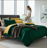 Anycozy Full Duvet Comforter Set – Deep Green & Yellow Egyptian Cotton, Thick Blanket Bedspread, 4‑Piece Bedding Collection