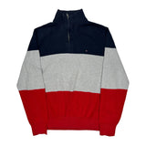 Tommy Hilfiger Striped 1/4 Zip - XL Gray Cotton
