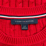Tommy Hilfiger Cable Knit Jumper - Small Red Cotton