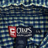Chaps Ralph Lauren Checked Short Sleeve Shirt - Large Blue Cotton Blend