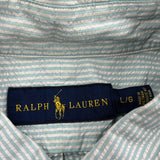 Ralph Lauren Striped Short Sleeve Shirt - Large Blue Cotton