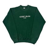 Guess Spellout Sweatshirt - Small Green Cotton